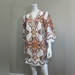 CARTOLINA NANTUCKET Thea Soleil Vibrant Dress Orange Brown Small